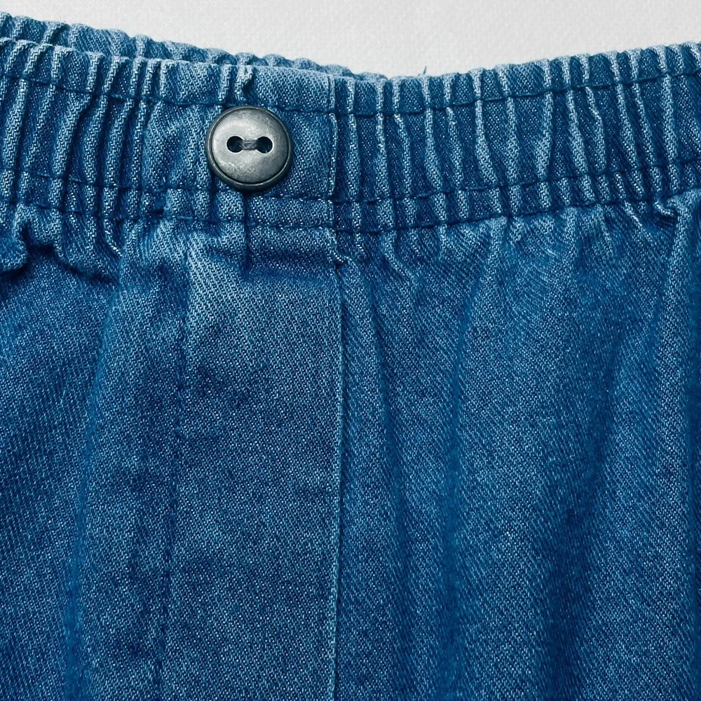 Woman Within Womens 30W Blue Elastic Waist Pull On Denim Shorts Plus Size 30